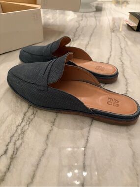 Abeo bluish gray Textured Slip-On Mules worn once